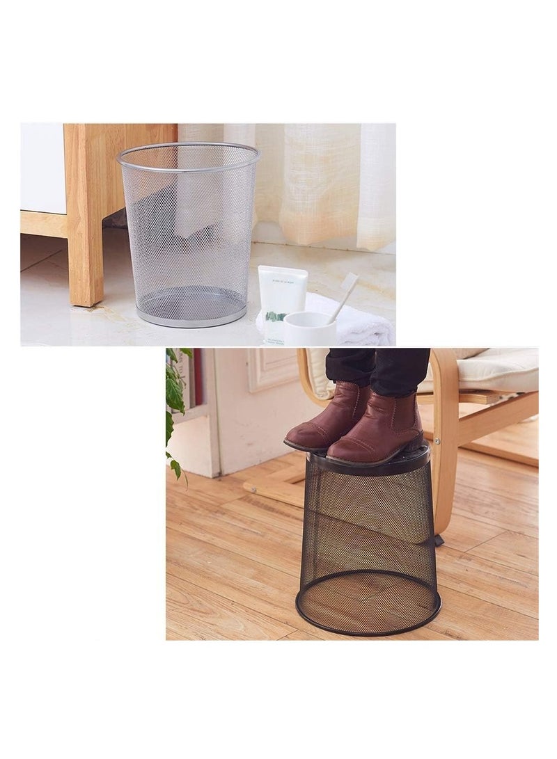 ECVV Trash Can Circular Mesh Bin Waste Paper Basket，Trash can Circular Metal Mesh Waste Paper Bin Lightweight - Image 2