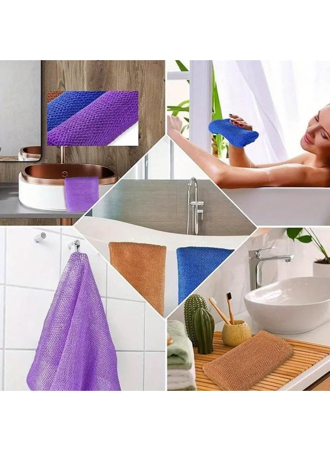 3Pcs African Net Sponges, Long Net Bath Sponge Exfoliating Towels For Bath, Shower Body Scrubber Back Scrubber Skin Smoothers For Daily Use, 80Cm Multicolor