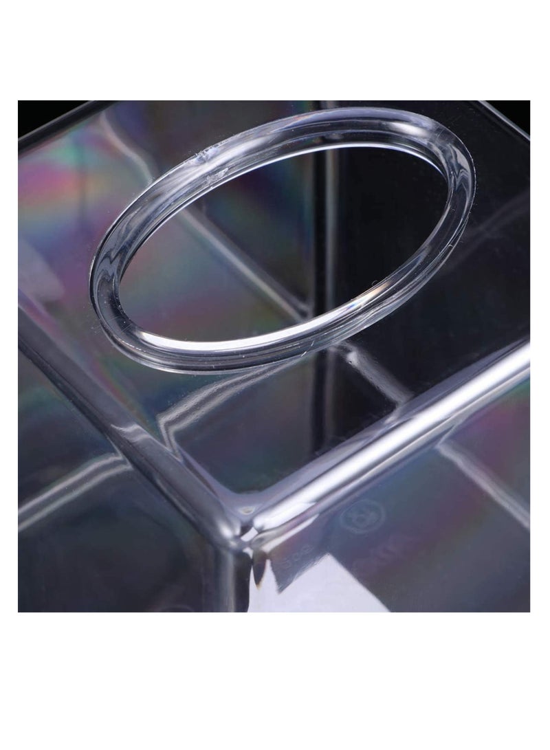 ECVV 2pcs Acrylic Tissue Holder Box Transparent Paper Roll clear Square Napkin For Home,Office, Restaurants, Hotels, Bathroom vanity countertops(Square) clear - Image 2
