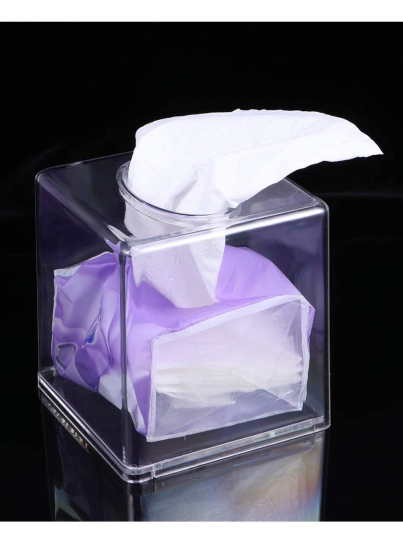 ECVV 2pcs Acrylic Tissue Holder Box Transparent Paper Roll clear Square Napkin For Home,Office, Restaurants, Hotels, Bathroom vanity countertops(Square) clear - Image 5