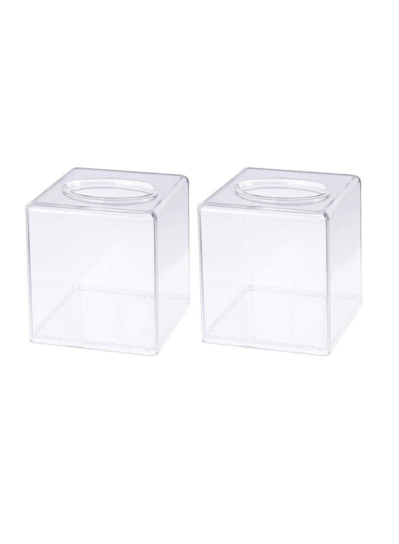 ECVV 2pcs Acrylic Tissue Holder Box Transparent Paper Roll clear Square Napkin For Home,Office, Restaurants, Hotels, Bathroom vanity countertops(Square) clear - Image 1