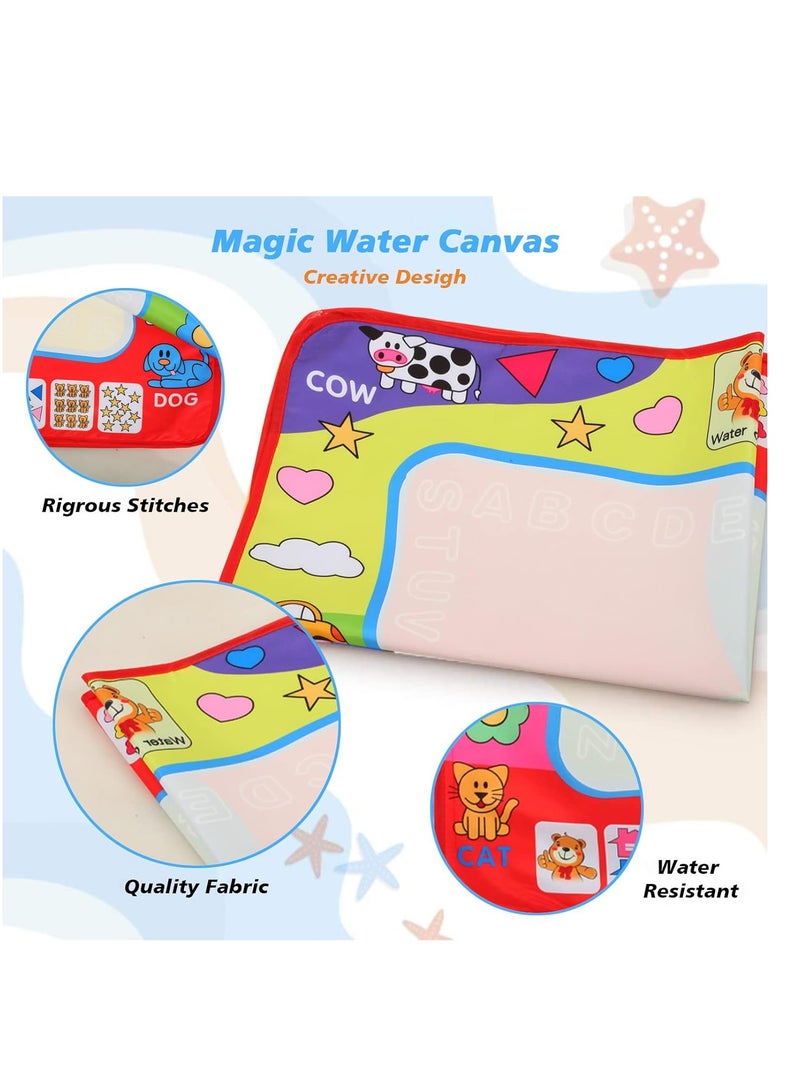 إي سي في في Aqua Magic Water Doodle Mat, Kids Painting Writing Toy Drawing Graffiti Board Coloring Mat With Pens Toddlers Educational Toys for 2-8 Year Old Girls Boys Gift 80 * 60CM  - Image 4