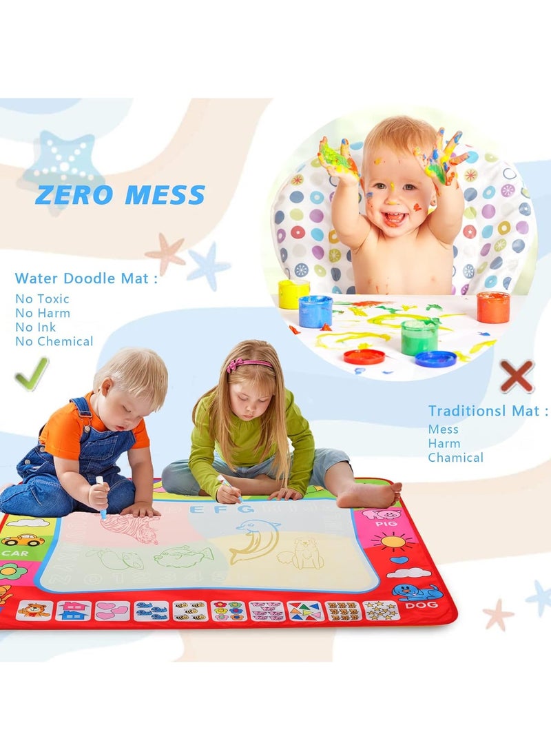 إي سي في في Aqua Magic Water Doodle Mat, Kids Painting Writing Toy Drawing Graffiti Board Coloring Mat With Pens Toddlers Educational Toys for 2-8 Year Old Girls Boys Gift 80 * 60CM  - Image 3