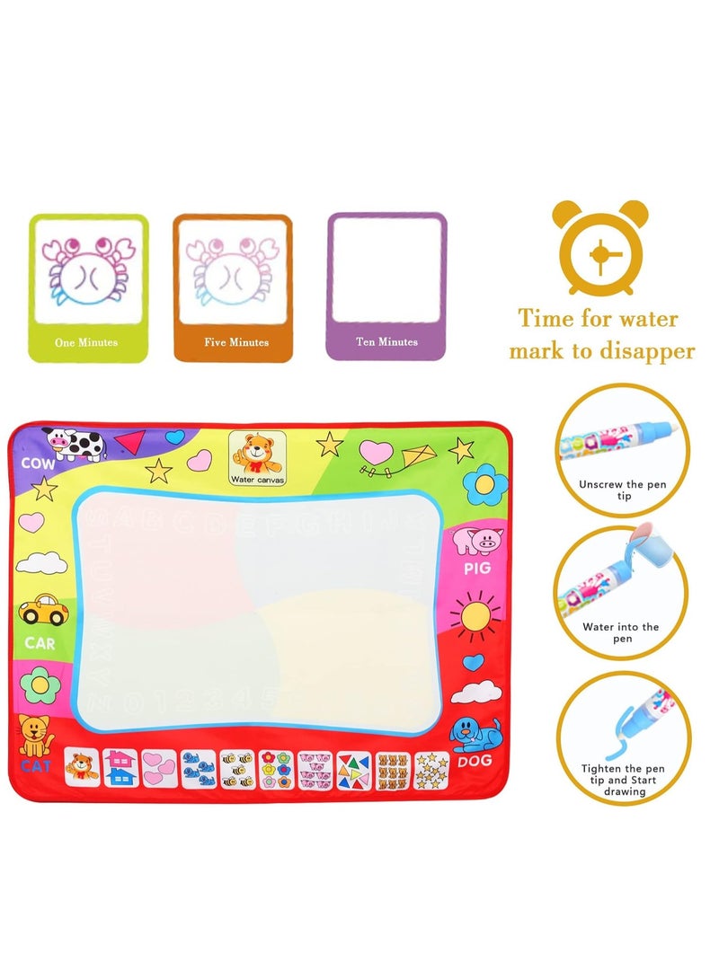 إي سي في في Aqua Magic Water Doodle Mat, Kids Painting Writing Toy Drawing Graffiti Board Coloring Mat With Pens Toddlers Educational Toys for 2-8 Year Old Girls Boys Gift 80 * 60CM  - Image 2