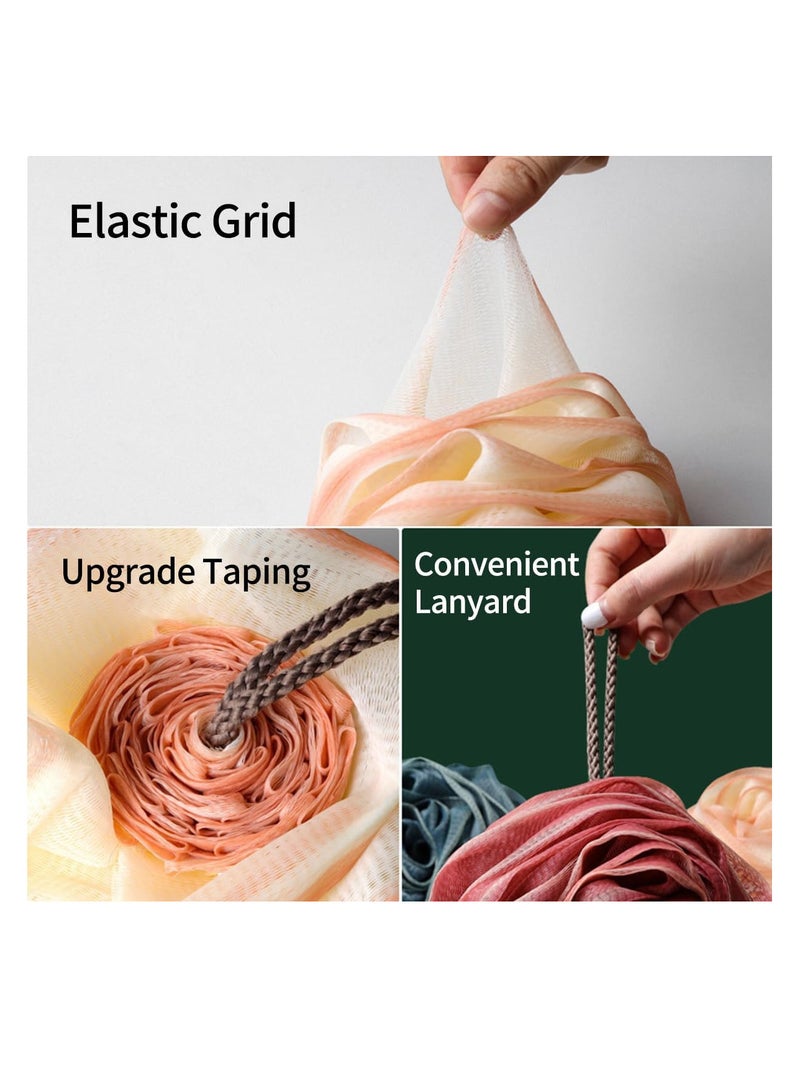 ECVV Large Bath Sponge Pouf Loofahs 4 Packs 70g/Pcs Rose Friendly Exfoliating Mesh Brush Shower Ball Exfoliate, Body Scrubber, Cleanse, Soothe Skin Bathroom Accessories Men Women Wash Cleaning Wine Red/Dark Geen/Light Pink/Light Green - Image 2