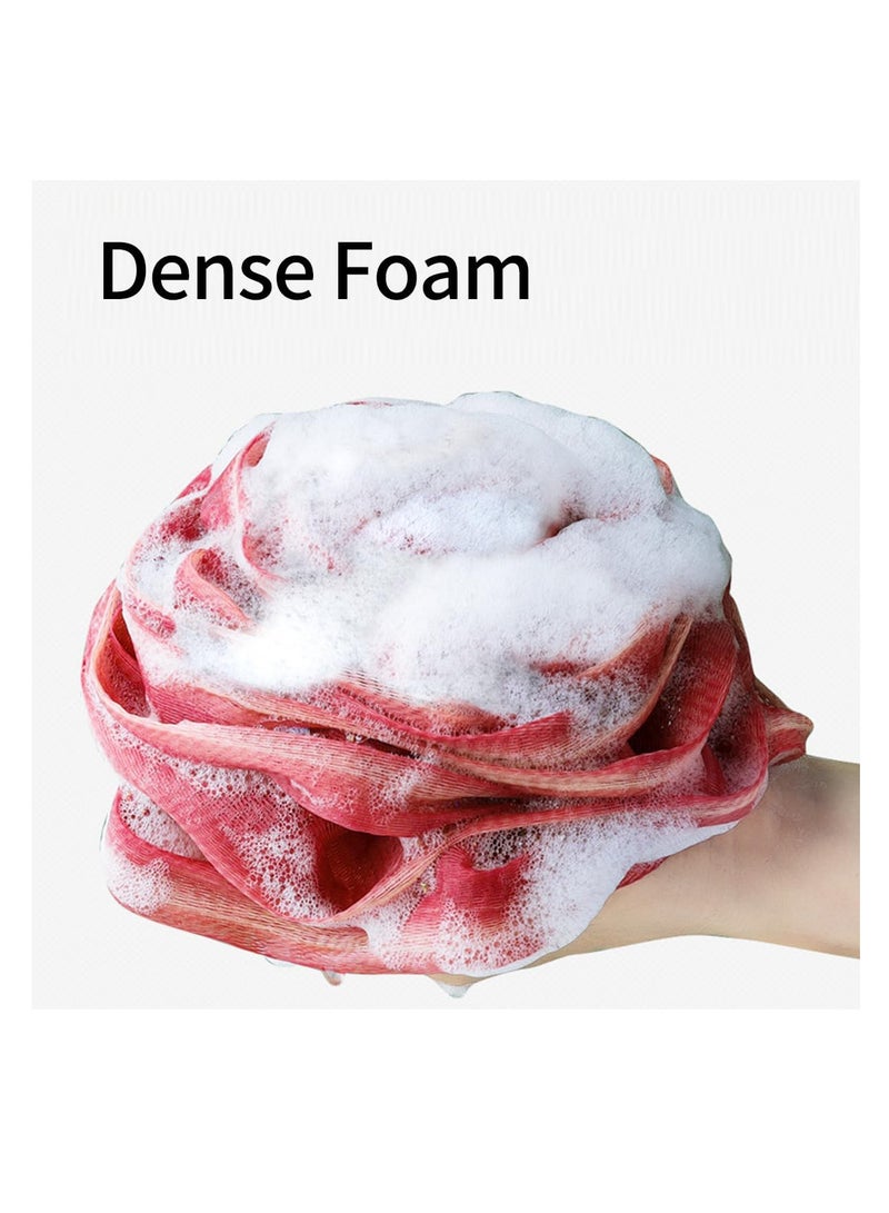 ECVV Large Bath Sponge Pouf Loofahs 4 Packs 70g/Pcs Rose Friendly Exfoliating Mesh Brush Shower Ball Exfoliate, Body Scrubber, Cleanse, Soothe Skin Bathroom Accessories Men Women Wash Cleaning Wine Red/Dark Geen/Light Pink/Light Green - Image 4