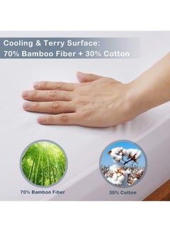 ECVV Eggishorn Bamboo Mattress Protector for Bed 100% Waterproof Cooling Mattress Encasement Ultra Soft and Breathable Cover King 193 * 203cm Smooth Top, White, Mattress King Bamboo White  - Image 2