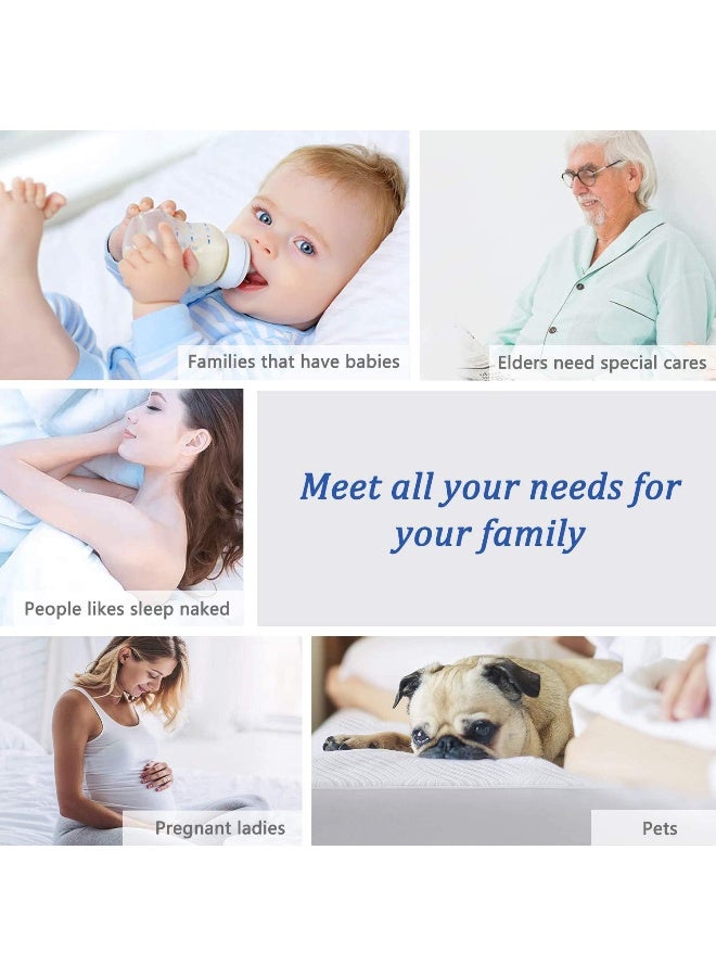 إي سي في في واقي مرتبة بيجامة من الخيزران Eggishorn 100% مقاوم للماء غلاف مرتبة تبريد فائق النعومة وقابل للتنفس للسرير كينج 193 * 203 سم قمة ناعمة، أبيض، مرتبة كينج - Image 4