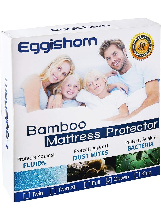 إي سي في في Bamboo Mattress Protector Cooling Technology Designed 100% Waterproof Ultra Soft and Breathable Queen Size Bamboo White - Image 1