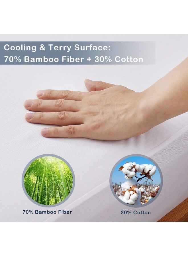 إي سي في في Bamboo Mattress Protector Cooling Technology Designed 100% Waterproof Ultra Soft and Breathable Queen Size Bamboo White - Image 2