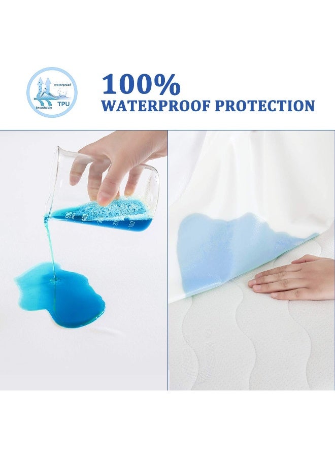 إي سي في في Bamboo Mattress Protector Cooling Technology Designed 100% Waterproof Ultra Soft and Breathable Queen Size Bamboo White - Image 3