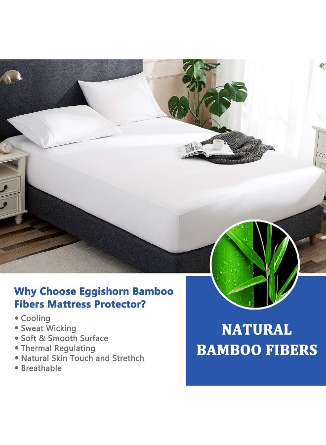 إي سي في في Bamboo Mattress Protector Cooling Technology Designed 100% Waterproof Ultra Soft and Breathable Queen Size Bamboo White - Image 5