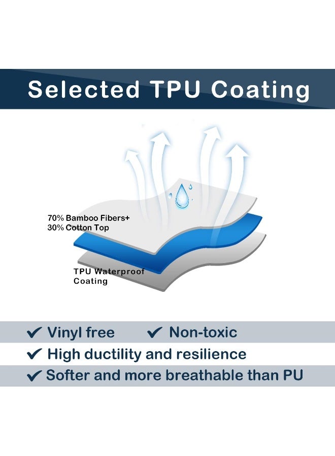 إي سي في في Bamboo Mattress Protector Cooling Technology Designed 100% Waterproof Ultra Soft and Breathable Queen Size Bamboo White - Image 4