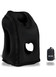 Inflatable Neck Pillow Air-plane Travel Pillow Inflatable Cushion Airplane Pillow for Neck Support on Airplanes/Cars/Buses/Trains/Office Napping Fabric Black