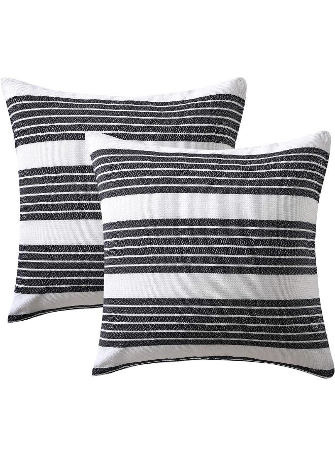 إي سي في في Pillow Covers Pack Of 2 Cotton Soft Decorative Square Throw Pillow Covers, Home Decorations For Sofa Couch Bed Chair 18x18 Inch/46x46 Cm Cotton Black and White  - Image 1