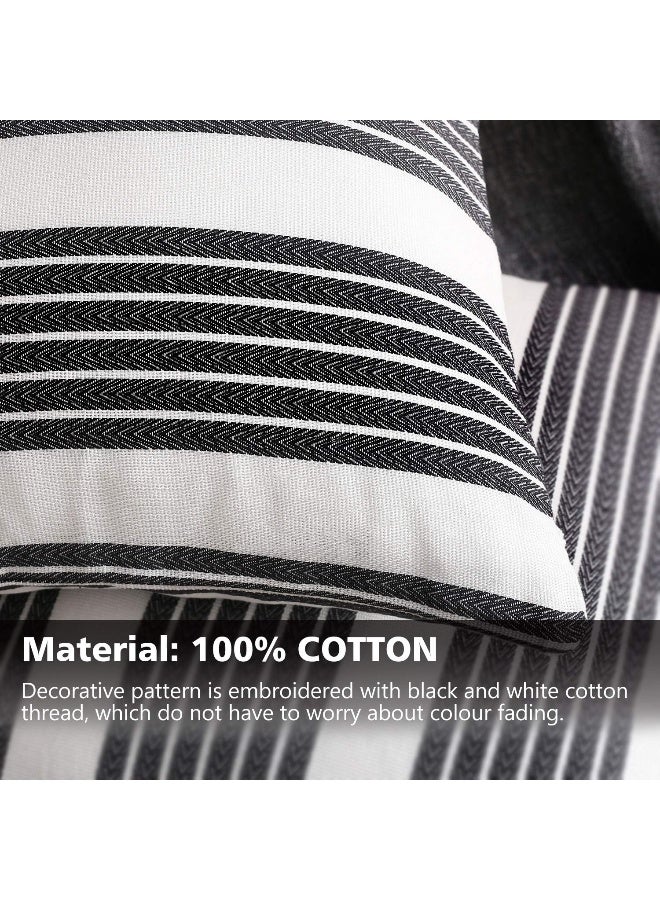 إي سي في في Pillow Covers Pack Of 2 Cotton Soft Decorative Square Throw Pillow Covers, Home Decorations For Sofa Couch Bed Chair 18x18 Inch/46x46 Cm Cotton Black and White  - Image 4