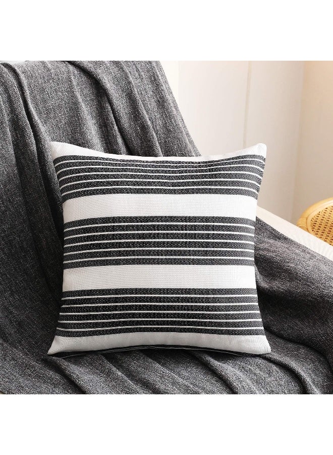 إي سي في في Pillow Covers Pack Of 2 Cotton Soft Decorative Square Throw Pillow Covers, Home Decorations For Sofa Couch Bed Chair 18x18 Inch/46x46 Cm Cotton Black and White  - Image 3