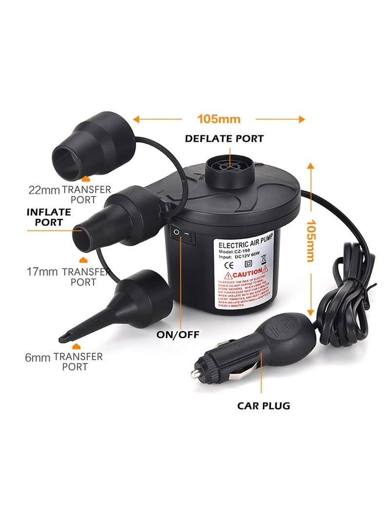 ECVV ECVV Electric Air Pump for Mattress/Inflatables, Portable Quick-Fill Air Pump with 3 Nozzles, Inflator Deflator for Outdoor Camping, Air Bed, Pool Toy - Image 5