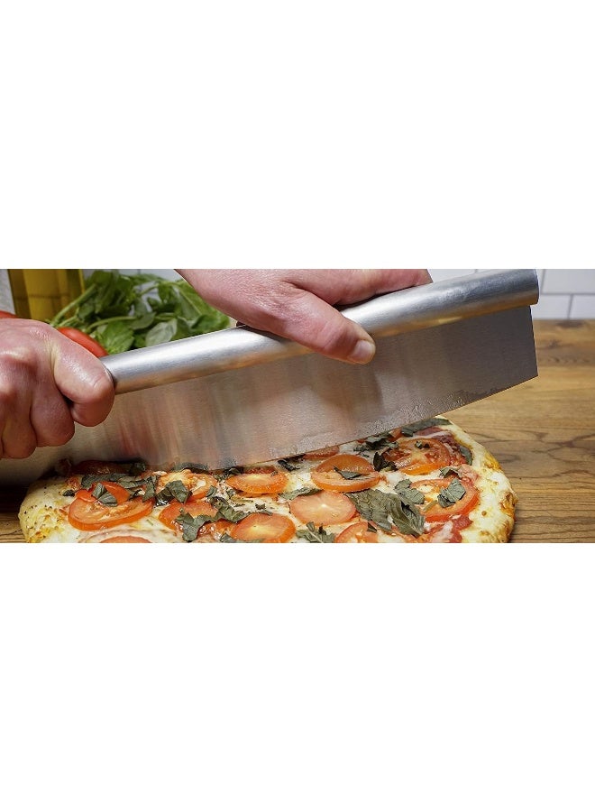 إي سي في في قطاعة بيتزا من الفولاذ المقاوم للصدأ بتصميم راكر، 14 بوصة حادة ومتعددة الاستخدامات - Image 3