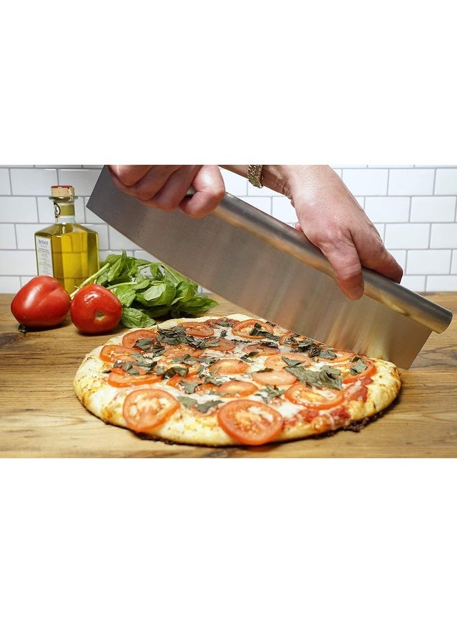 إي سي في في قطاعة بيتزا من الفولاذ المقاوم للصدأ بتصميم راكر، 14 بوصة حادة ومتعددة الاستخدامات - Image 4