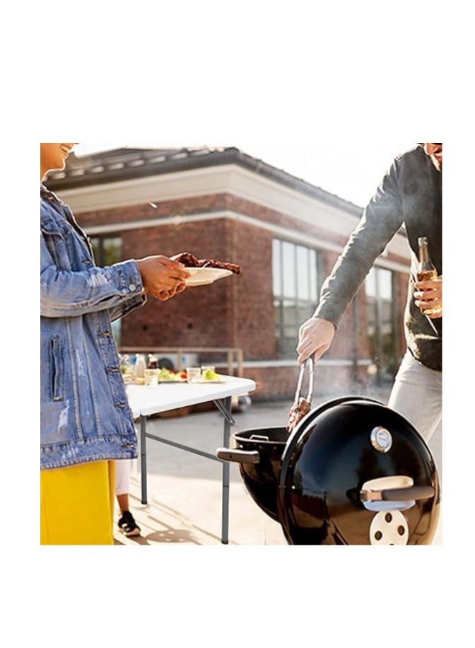 إي سي في في ECVV Heavy Duty Folding Table Centerfold, Ideal For Crafts, Outdoor Events, Picnic Table, BBQ Party, Camping Table, Convenient to Carry with Handle, Lightweight, Portable Table (White) (122x60x74cm) White 122x60x74 cm White  - Image 4