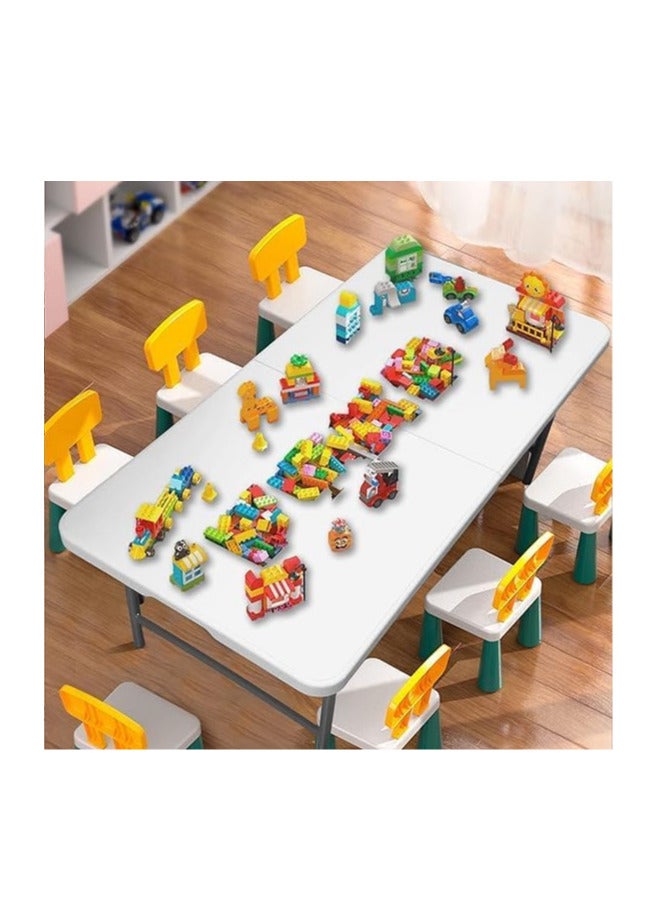إي سي في في ECVV Heavy Duty Folding Table Centerfold, Ideal For Crafts, Outdoor Events, Picnic Table, BBQ Party, Camping Table, Convenient to Carry with Handle, Lightweight, Portable Table (White) (122x60x74cm) White 122x60x74 cm White  - Image 2