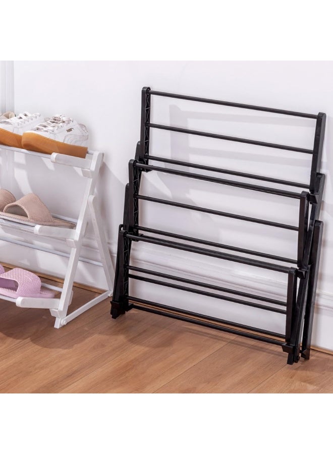 ECVV Collapsible Shoe Rack with Raised Base Design, Moisture-Proof Shoe Organizer for Closet and Entryway, Space-Saving 4 Tier Shoe Shelf for 16 Pairs White - Image 5