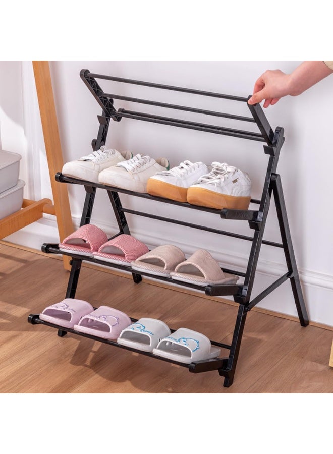 ECVV Collapsible Shoe Rack with Raised Base Design, Moisture-Proof Shoe Organizer for Closet and Entryway, Space-Saving 4 Tier Shoe Shelf for 16 Pairs White - Image 4