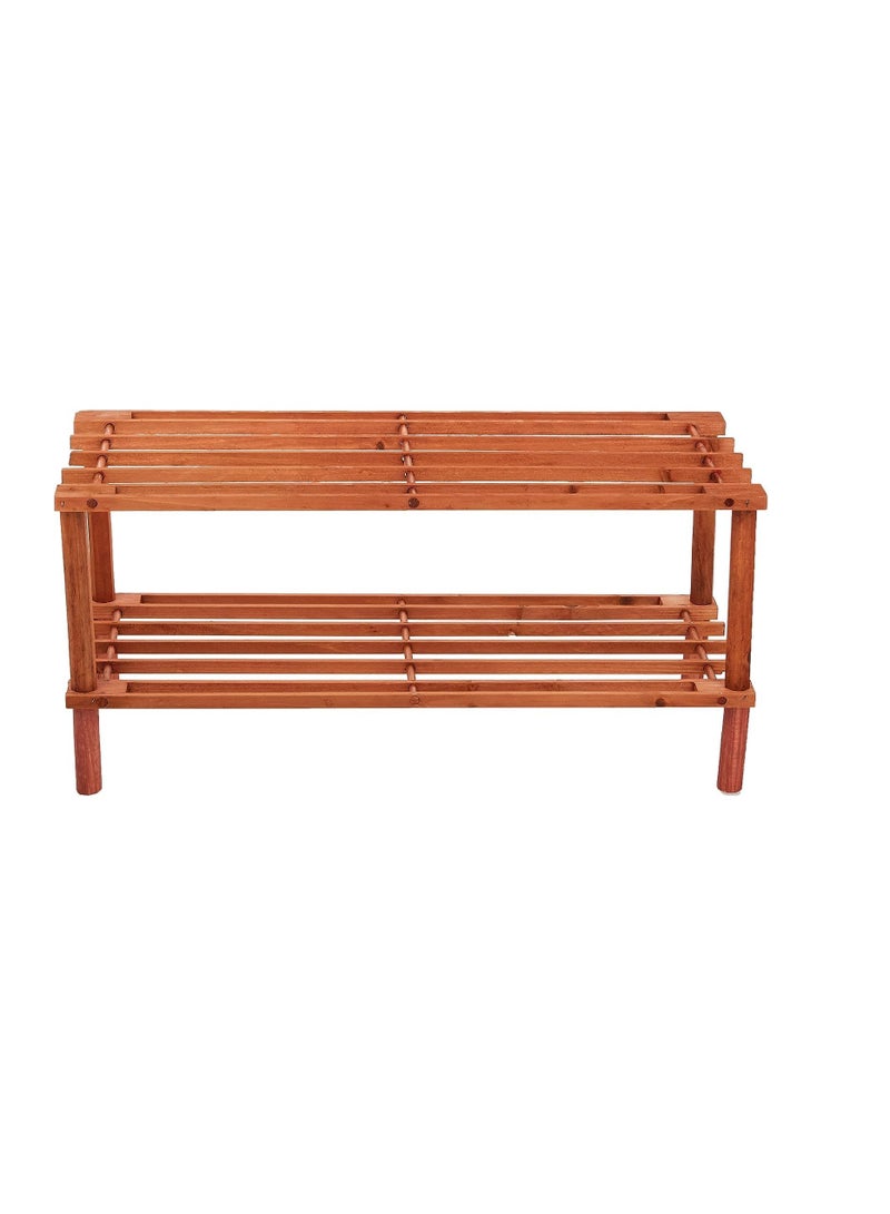 ECVV Simple Shoe Rack 2 Layer Assembly Wooden Organizer Family Dormitory Slippers Shelf Storage Dark Brown - Image 3