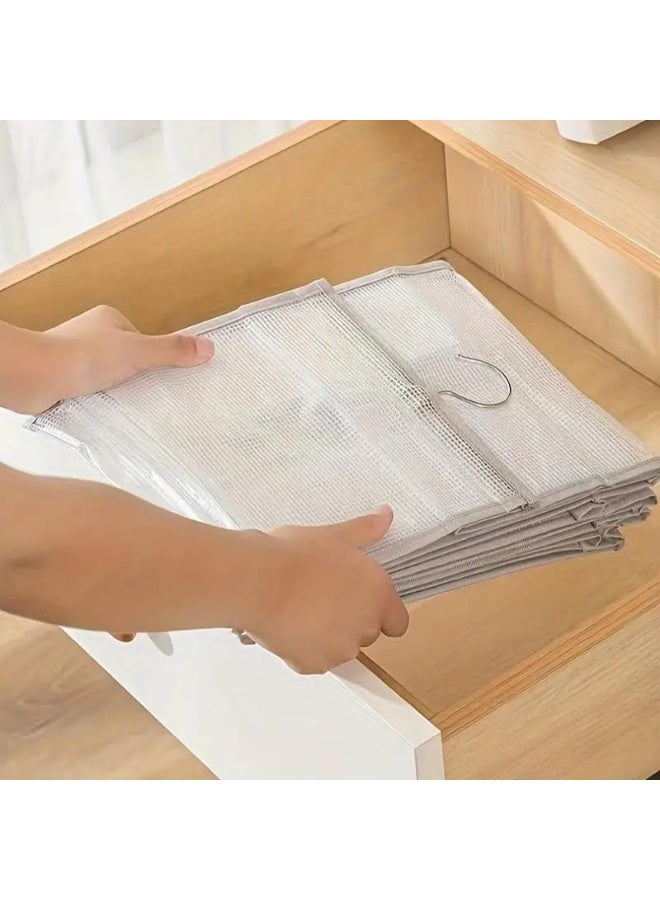 إي سي في في 6-Shelf Wardrobe Clothes Organizer 1 Pack Hanging Closet Clothing Storage Dividers PVC Cabinet Pants Shelf Foldable Drawers with Hanger Hook for Organizing Bedroom Nursery Bathroom Beige - Image 3