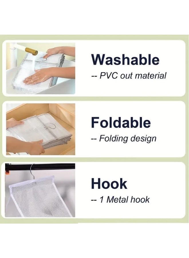 إي سي في في 6-Shelf Wardrobe Clothes Organizer 1 Pack Hanging Closet Clothing Storage Dividers PVC Cabinet Pants Shelf Foldable Drawers with Hanger Hook for Organizing Bedroom Nursery Bathroom Beige - Image 5