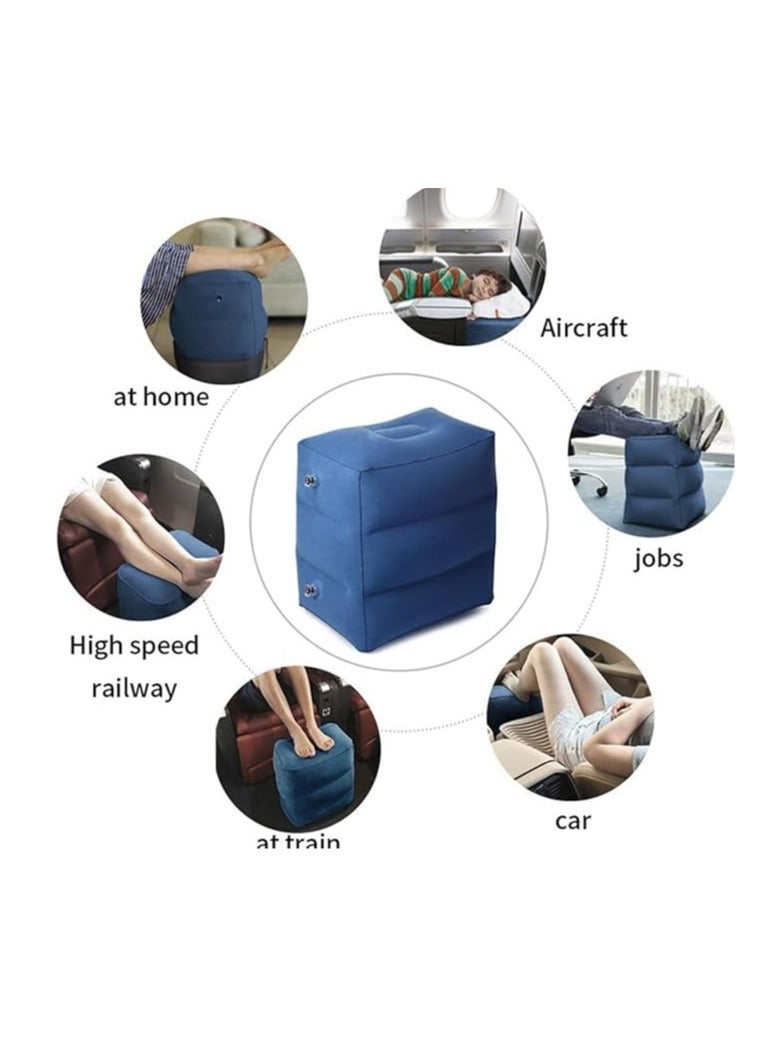 ECVV ECVV Inflatable Travel Foot Rest Pillow Adjustable Three Layers Height Pillow Kids Leg Rest Stool Airplane Travel Essentials Great for Bus Car Train  - Image 3