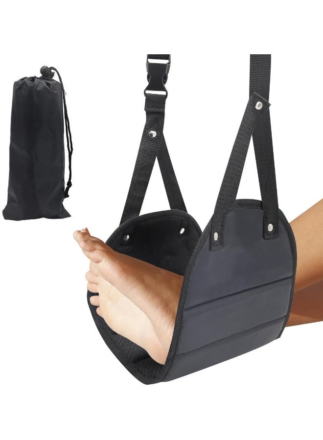 ECVV Portable Airplane Footrest Comfortable Travel Foot Rest Length Adjustable Office Leg Rest Travel Essentials to Relax Your Feet Black - Image 1