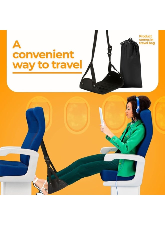 ECVV Portable Airplane Footrest Comfortable Travel Foot Rest Length Adjustable Office Leg Rest Travel Essentials to Relax Your Feet Black - Image 2