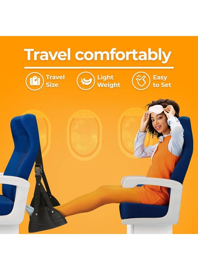 ECVV Portable Airplane Footrest Comfortable Travel Foot Rest Length Adjustable Office Leg Rest Travel Essentials to Relax Your Feet Black - Image 4