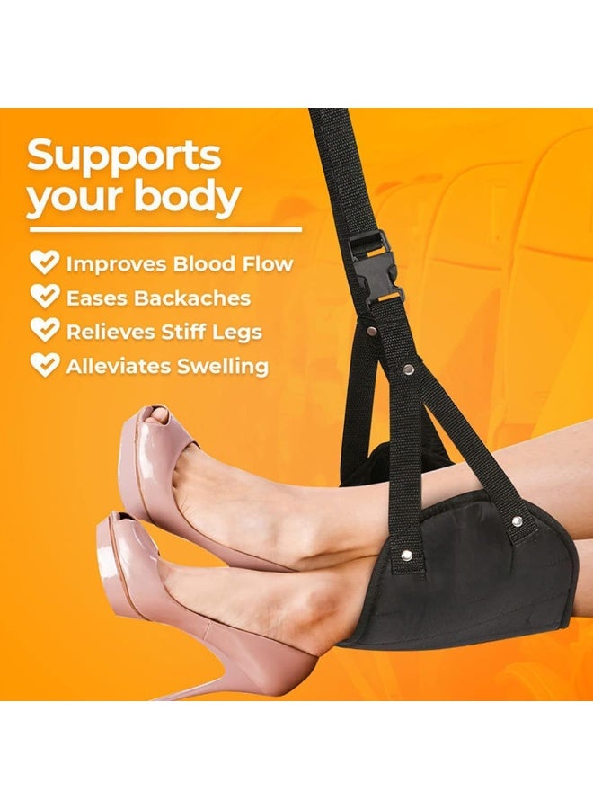 ECVV Portable Airplane Footrest Comfortable Travel Foot Rest Length Adjustable Office Leg Rest Travel Essentials to Relax Your Feet Black - Image 5