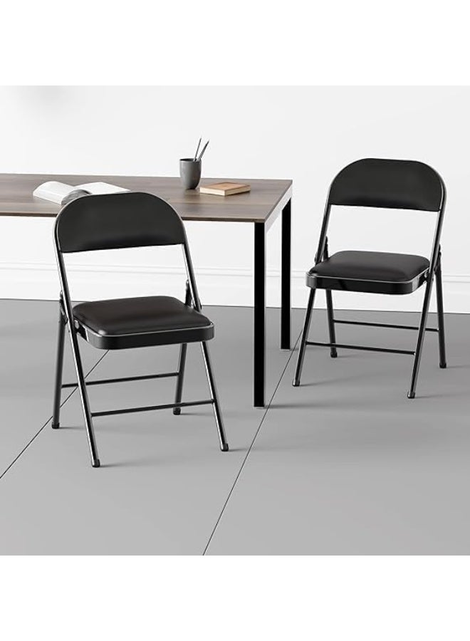 ECVV Folding Chair With Padded Seats Multi Functional Portable Chair For Home Dining Office Outdoor Fishing Black  - Image 2