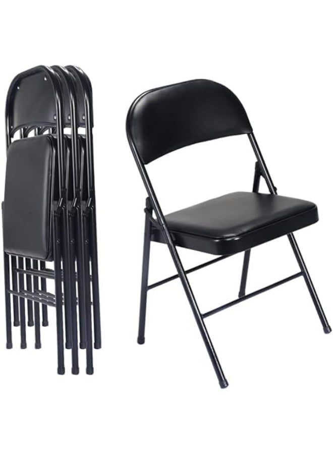 ECVV Folding Chair With Padded Seats Multi Functional Portable Chair For Home Dining Office Outdoor Fishing Black  - Image 4