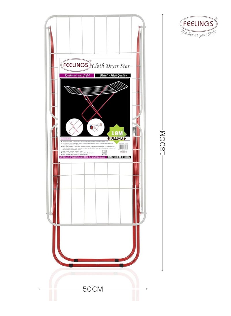 ECVV Cloth Dryer, Iron Wire and Frame, Durable Metal Drying Rack Multifunctional Air Dryer Ideal for Indoor and Outdoor, (Random Color) White/Red  - Image 5