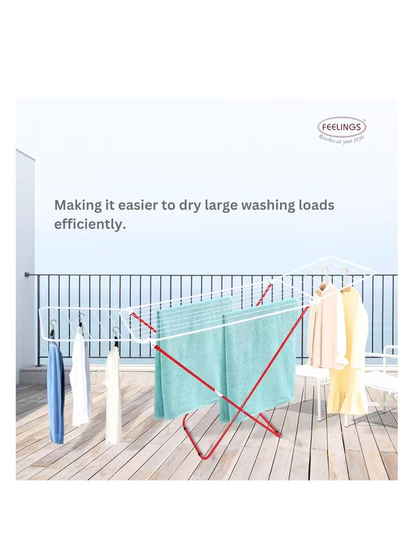 ECVV Cloth Dryer, Iron Wire and Frame, Durable Metal Drying Rack Multifunctional Air Dryer Ideal for Indoor and Outdoor, (Random Color) White/Red  - Image 3