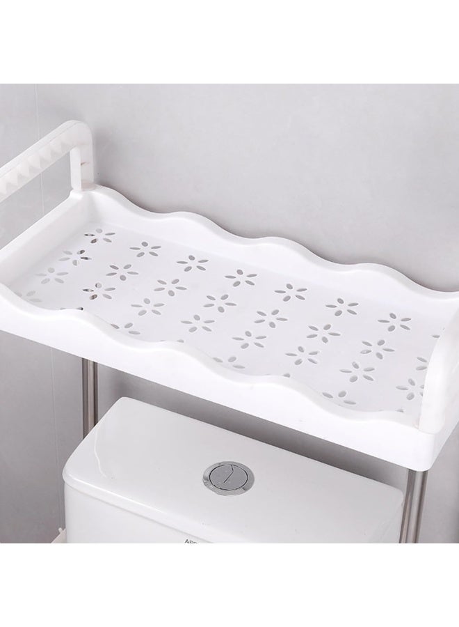 إي سي في في 2 Tier Over The Toilet Storage Rack Rust-Free & Sturdy Metal Toilet Rack No Drill Over Toilet Shelves For Commode storage, Bathroom Space Saver, Toilet Organizer Silver  - Image 4