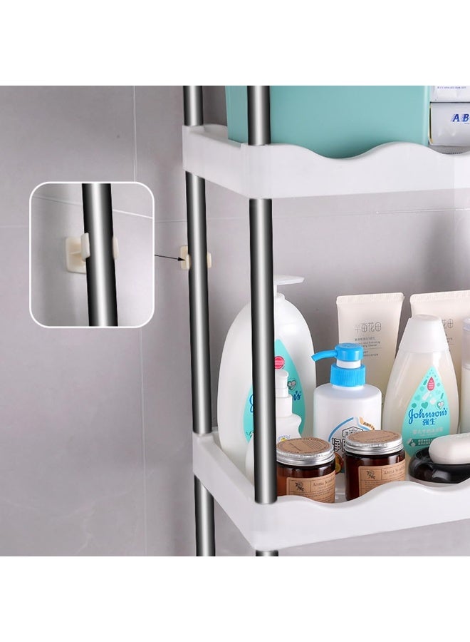 إي سي في في 2 Tier Over The Toilet Storage Rack Rust-Free & Sturdy Metal Toilet Rack No Drill Over Toilet Shelves For Commode storage, Bathroom Space Saver, Toilet Organizer Silver  - Image 3