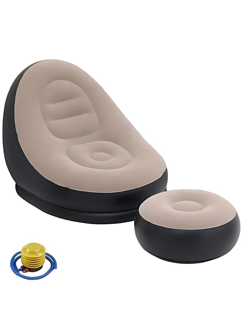 إي سي في في Inflatable Sofa - Inflatable Lounge Chairs 98x116x83cm|Air Couch Footrest 31x62cm, Lazy Necessity Furniture|Gaming|Reading & Movie Watching Lounger|Outdoor Travel Camping Picnic | Colour Assorted Assorted  - Image 1