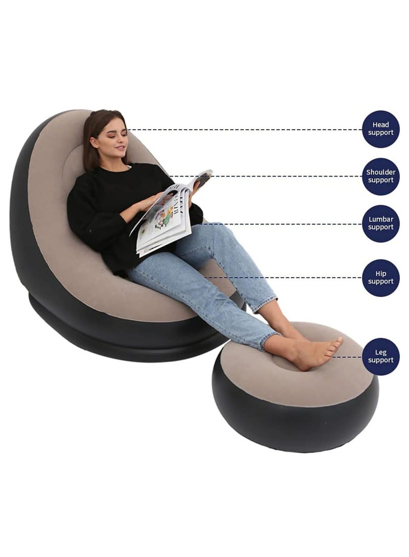 إي سي في في Inflatable Sofa - Inflatable Lounge Chairs 98x116x83cm|Air Couch Footrest 31x62cm, Lazy Necessity Furniture|Gaming|Reading & Movie Watching Lounger|Outdoor Travel Camping Picnic | Colour Assorted Assorted  - Image 3