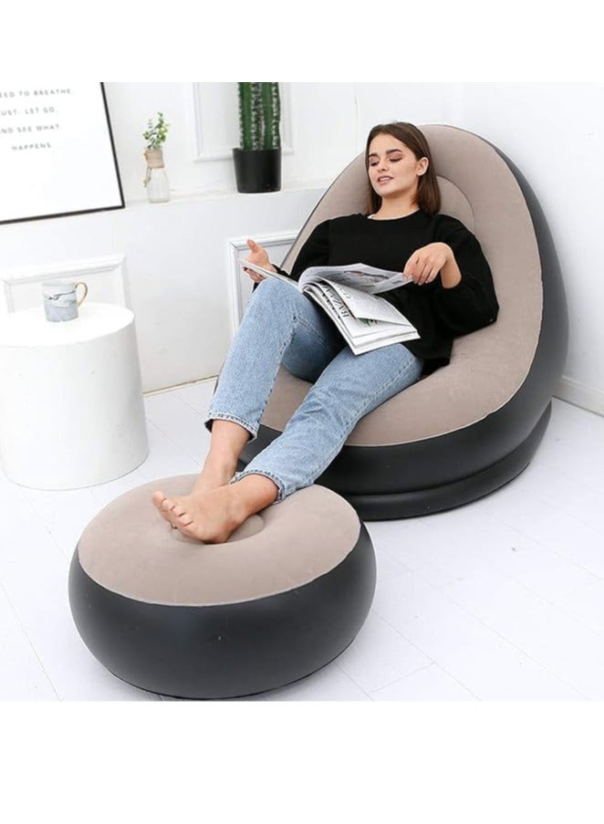 إي سي في في Inflatable Sofa - Inflatable Lounge Chairs 98x116x83cm|Air Couch Footrest 31x62cm, Lazy Necessity Furniture|Gaming|Reading & Movie Watching Lounger|Outdoor Travel Camping Picnic | Colour Assorted Assorted  - Image 2