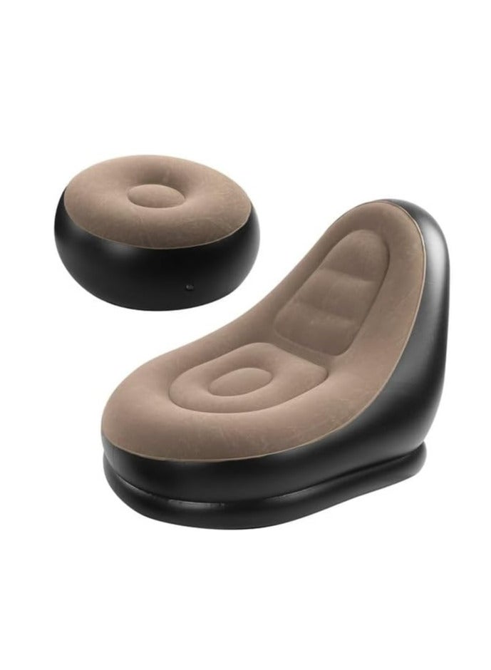 إي سي في في Inflatable Sofa - Inflatable Lounge Chairs 98x116x83cm|Air Couch Footrest 31x62cm, Lazy Necessity Furniture|Gaming|Reading & Movie Watching Lounger|Outdoor Travel Camping Picnic | Colour Assorted Assorted  - Image 5