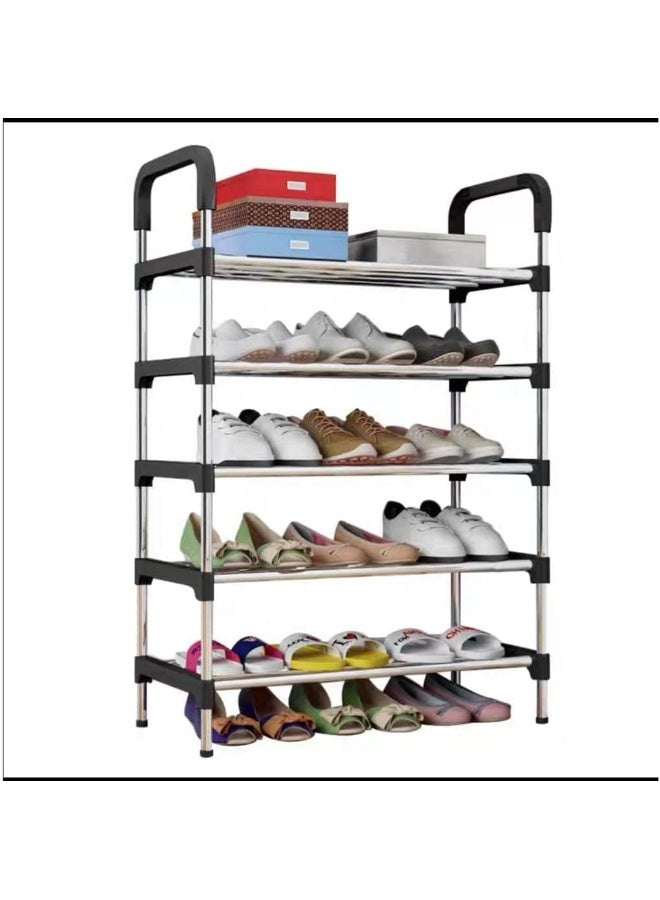 ECVV 5 tier Metal Freestanding Shoe Rack-Portable shoe cabinet-Shoe Storage Organizer for Entryway, Cloakroom and Living Room Black - Image 1