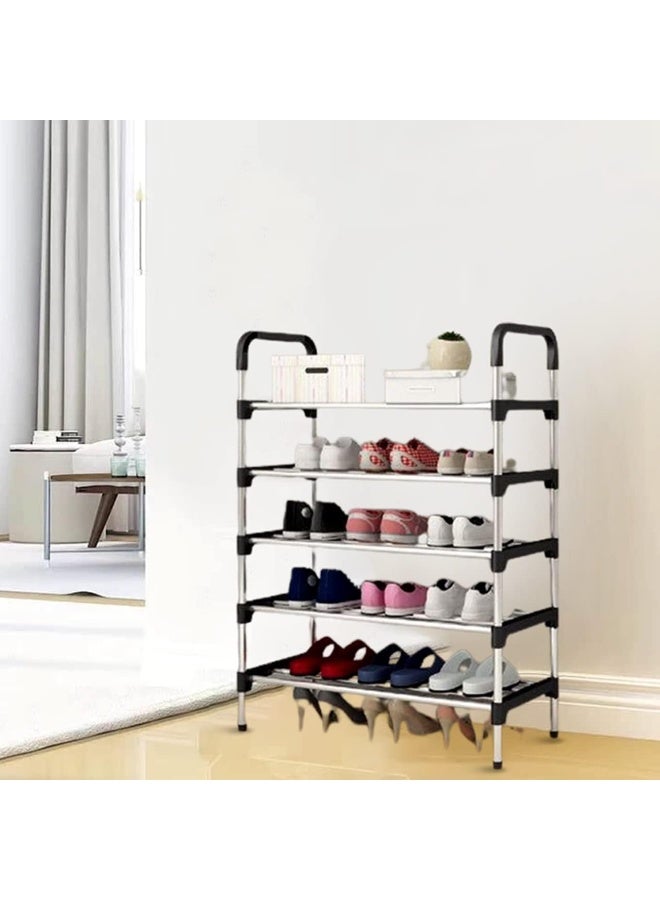 ECVV 5 tier Metal Freestanding Shoe Rack-Portable shoe cabinet-Shoe Storage Organizer for Entryway, Cloakroom and Living Room Black - Image 2