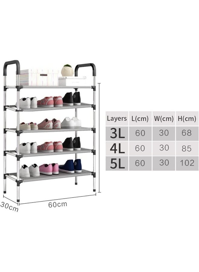 ECVV 5 tier Metal Freestanding Shoe Rack-Portable shoe cabinet-Shoe Storage Organizer for Entryway, Cloakroom and Living Room Black - Image 3