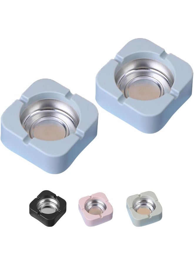 ECVV 2Pcs Portable Ashtray Table Decoration, Creative Tinplate Square Ashtray Holder Ash Storage Box Case Square Multicolor - Image 1